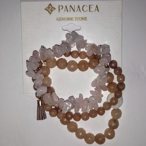 Panacea Cache Jewelry - 3/$24! Panacea Rose Quartz Druzy Bracelet Set, NWT